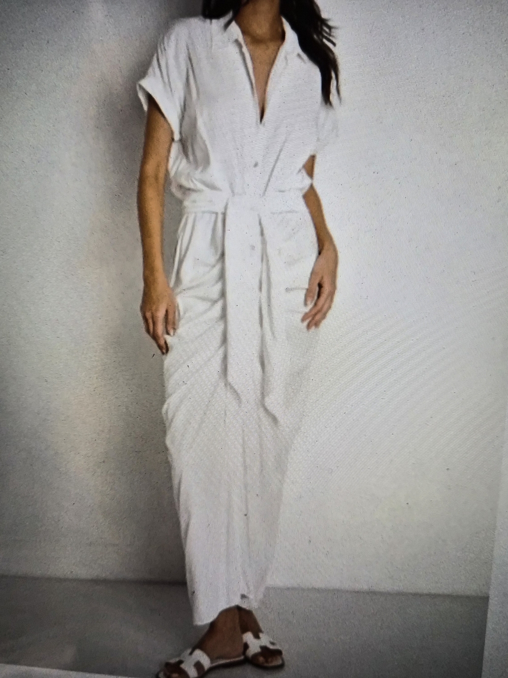 l*space White Tie-Front Midi Shirt Dress
